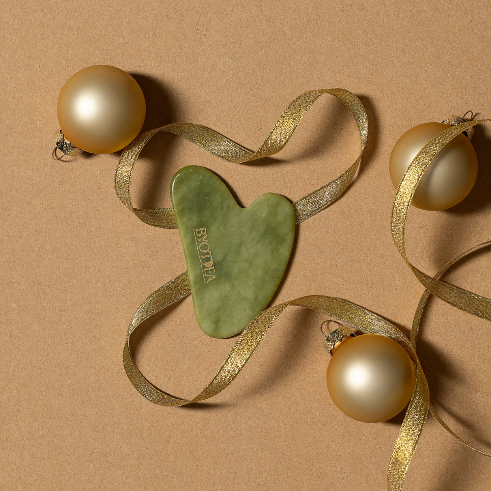 Byotea Gua Sha cuore di giada per massaggio viso e collo idea regalo