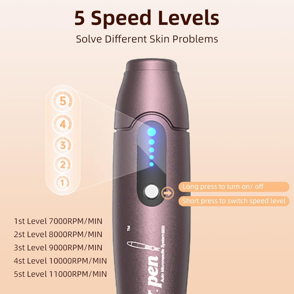 Dermapen A10 Microneedling Professionale Wireless – 22 Cartucce e 5 Velocità