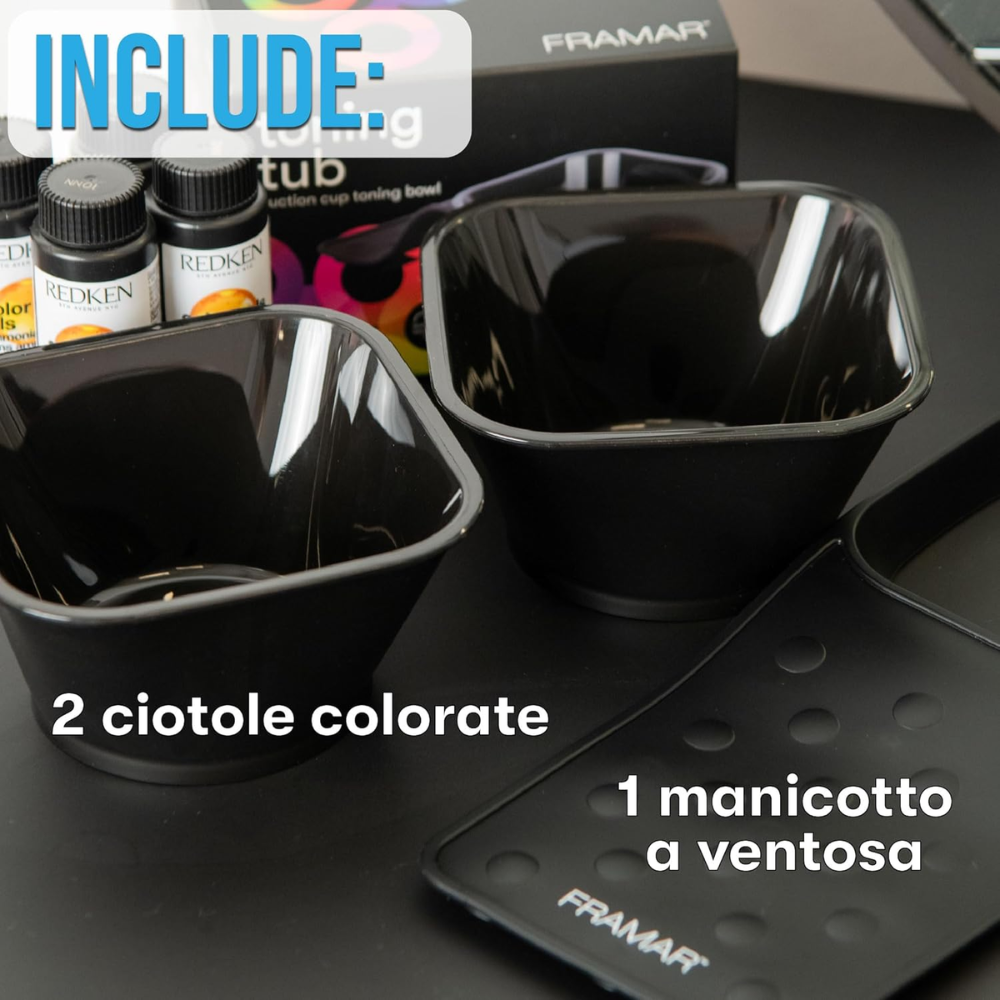 Framar Toning Tub Ciotola per Tinta e Tonalizzante con Supporto a Ventosa