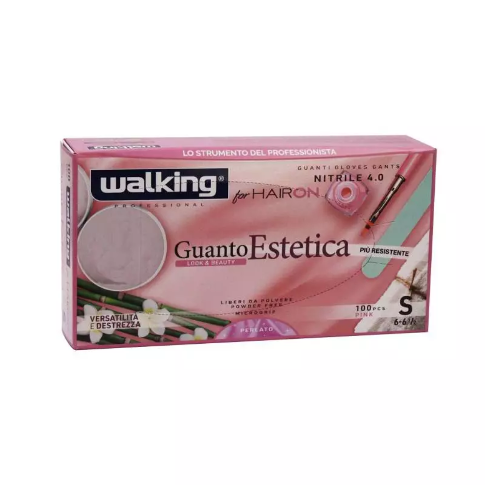 Guanti nitrile rosa Walking Small 100 pz – Guanti estetica professionali