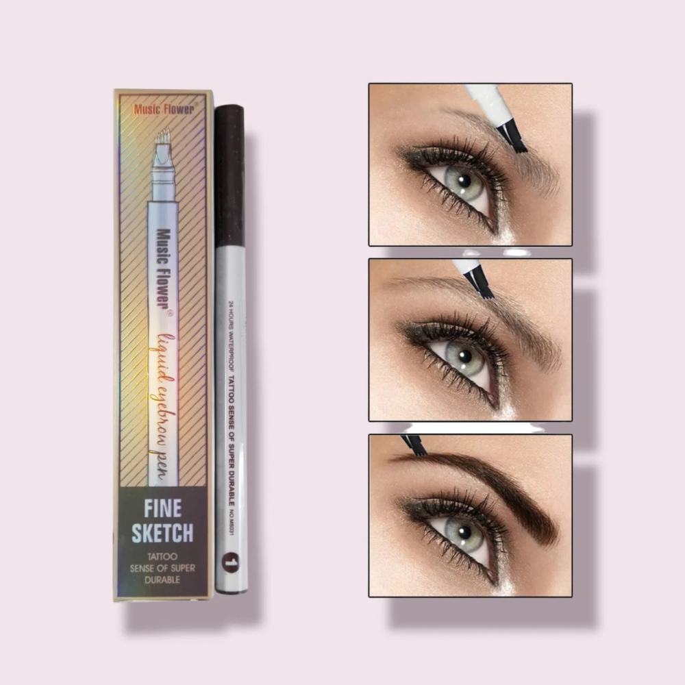 Music Flower Penna per Sopracciglia Waterproof Effetto Tatuaggio 24H a 4 Denti