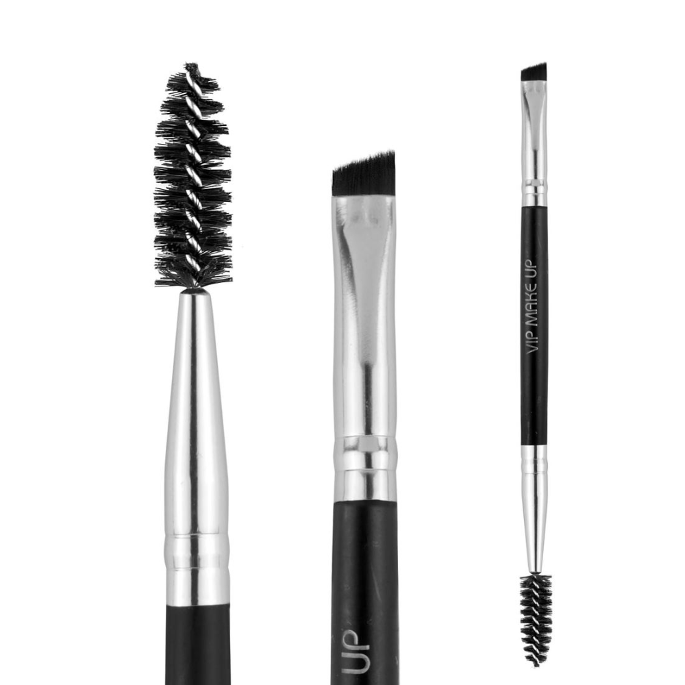 Pennello make-up con punta obliqua e scovolino per sopracciglia naturali Vip Make Up