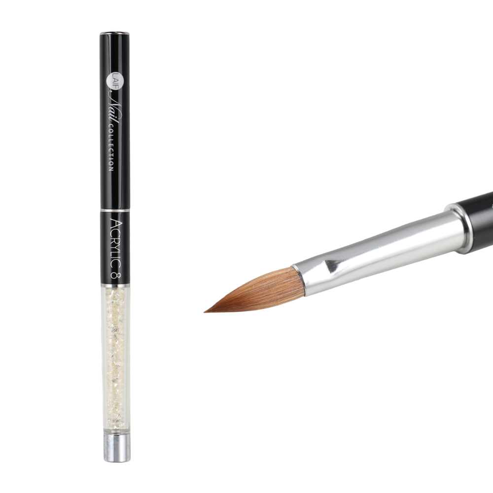Laif Nail Pennello Acrylic 8 con Strass PL111 – pennello professionale in martora per acrilico e nail art