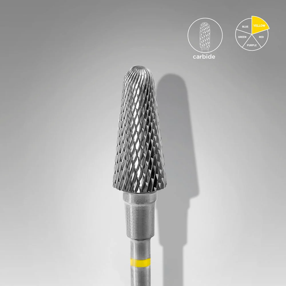 Staleks Punta Carbide Tronco Giallo Super Fine – Ø 6 mm / Lunghezza 14 mm