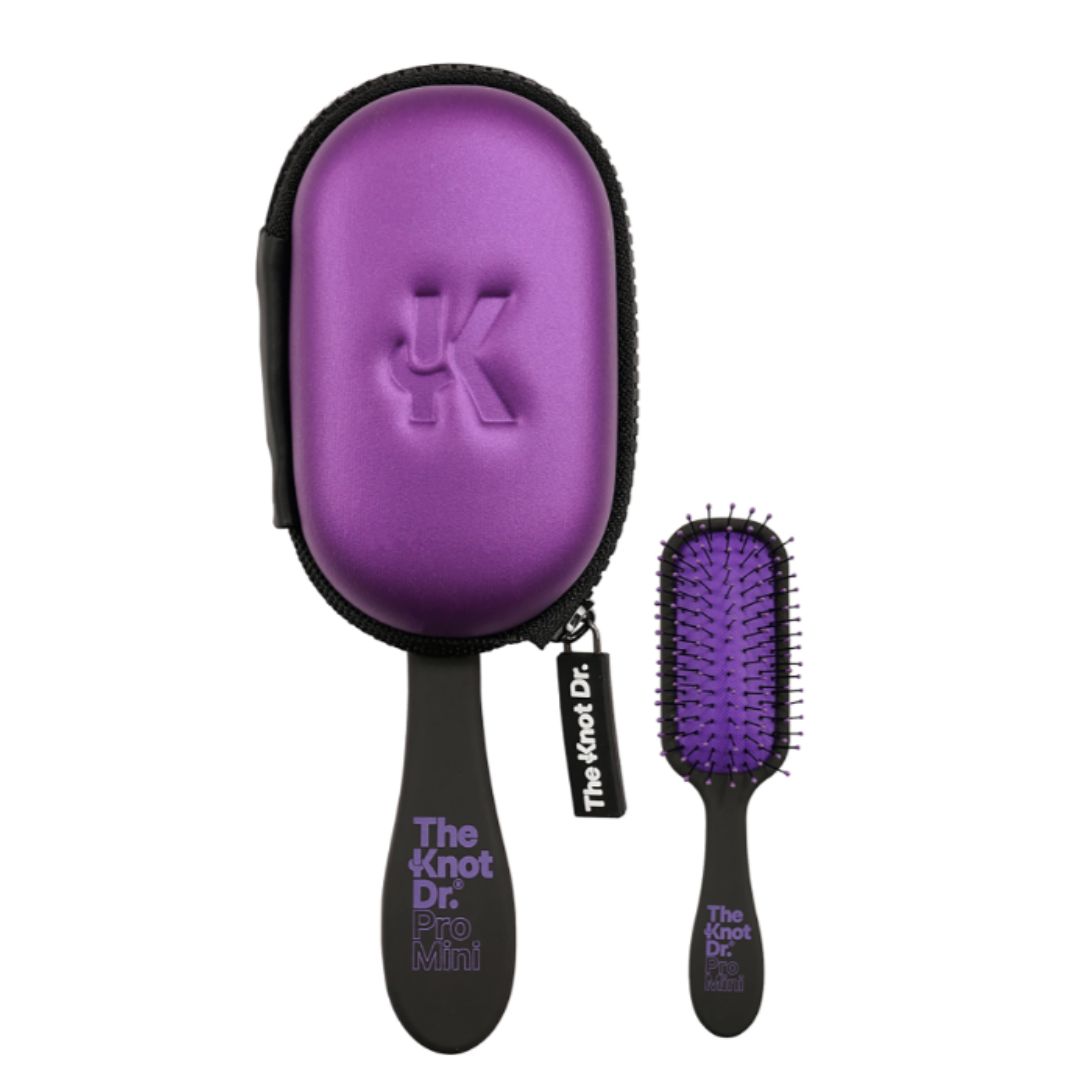 The Knot Dr Pro Mini Wet &amp; Dry Detangler Brush Purple Case