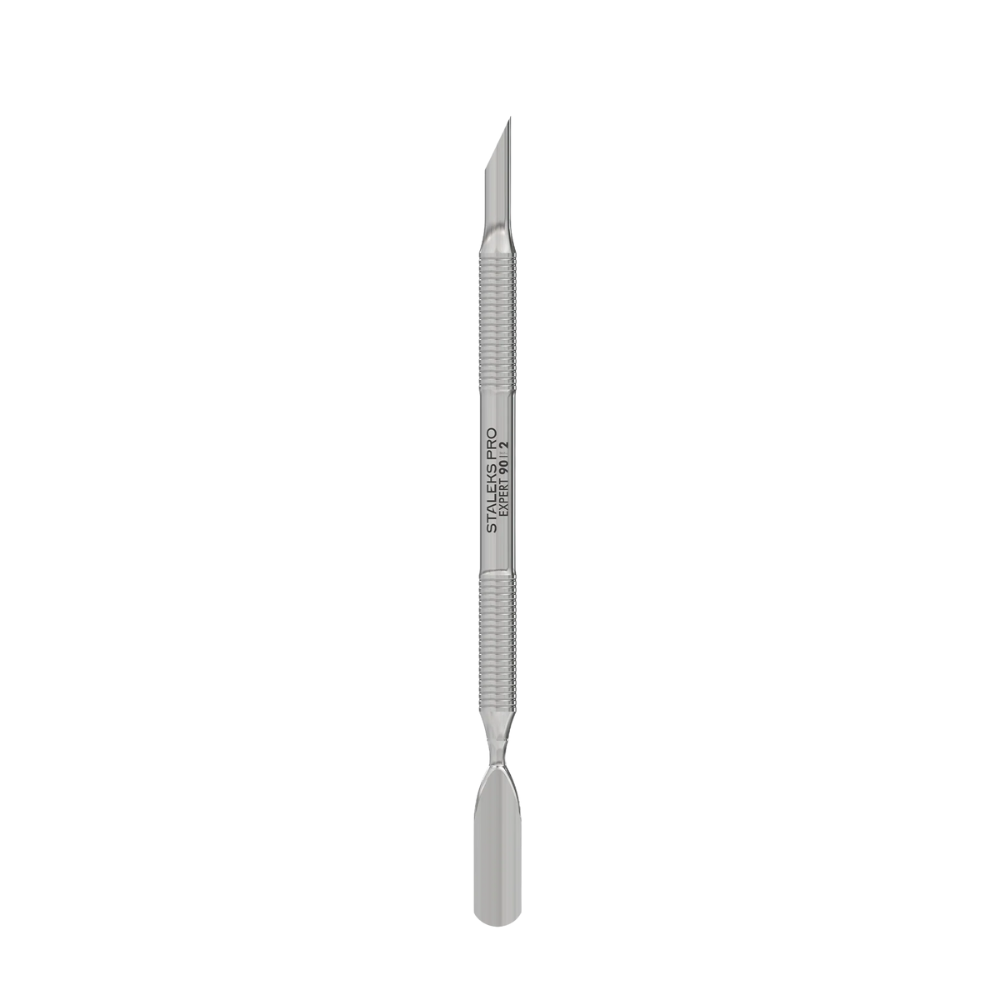 Spatola per manicure EXPERT 90 con pusher obliquo e arrotondato largo professionale