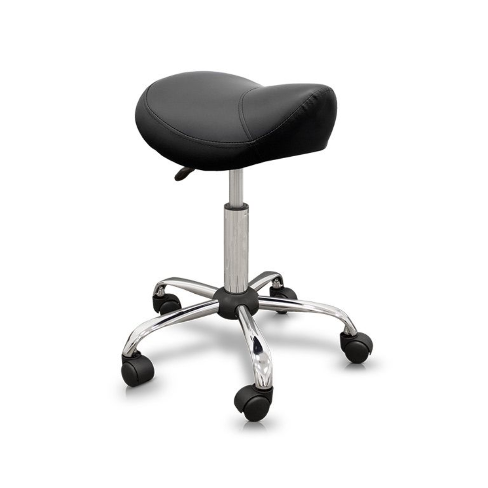 Sgabello professionale Xanitalia base in alluminio ecopelle nera