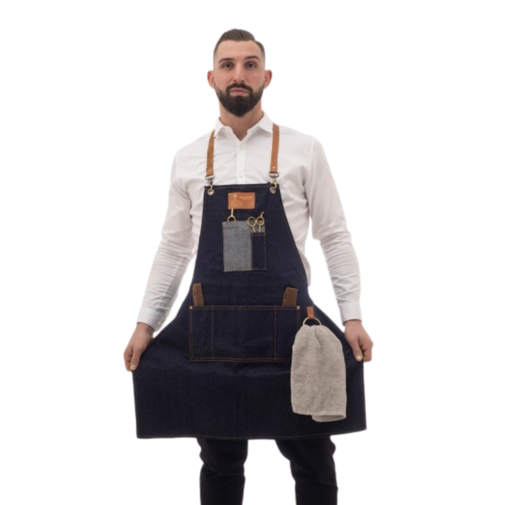 Muster Barber Apron with bib finished in real leather