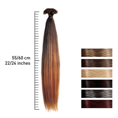 She extension con cheratina effetto Balayage naturali lisce 55/60cm HEX8012B